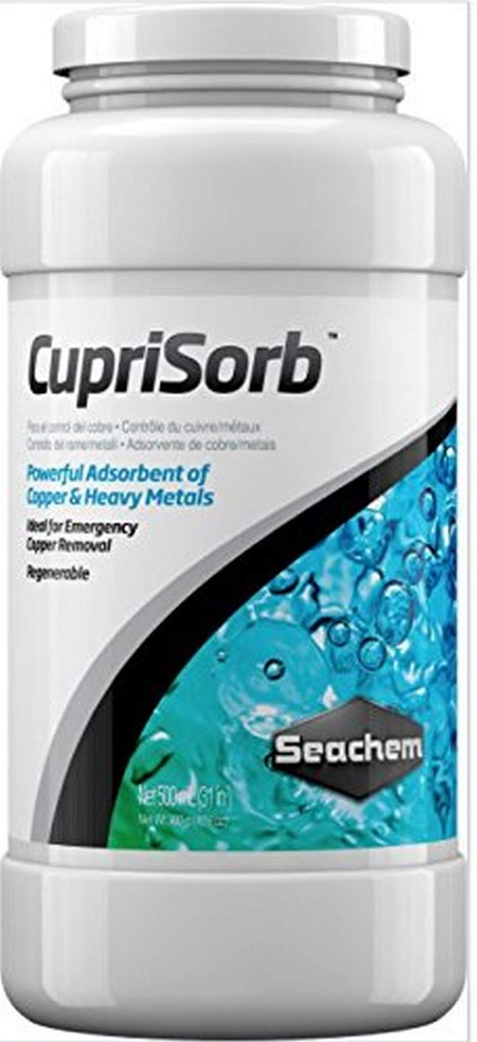 Seachem Cuprisorb 500ml bottle front view highlighting copper adsorption.