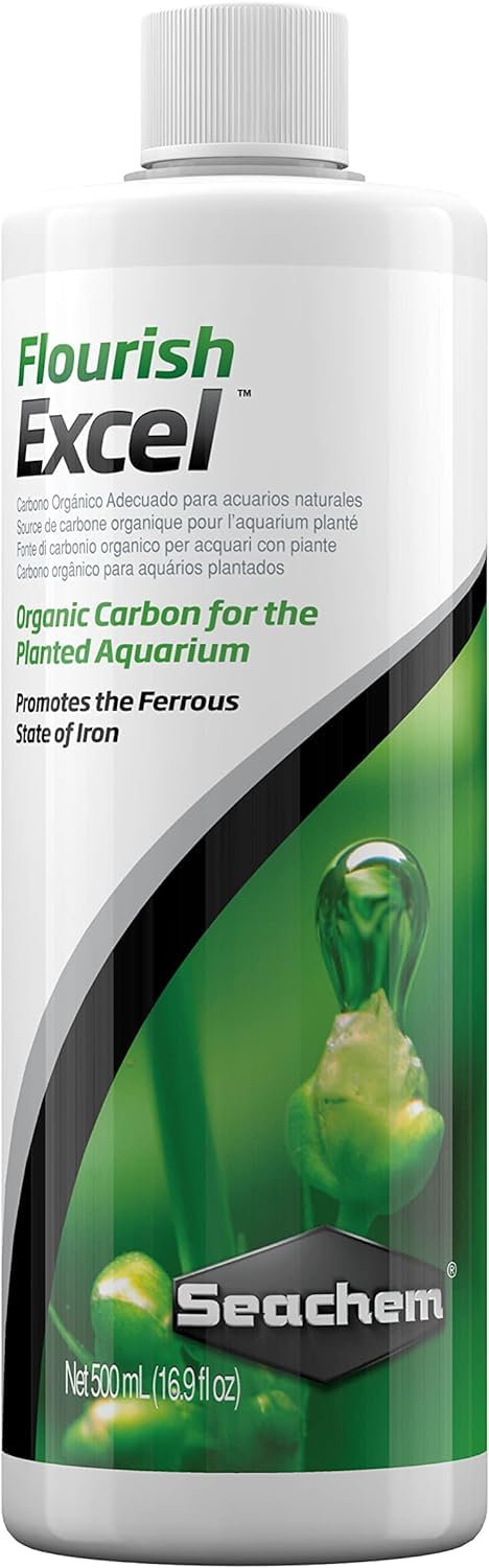 Seachem Flourish Excel bottle pour showing easy carbon dosing for healthy aquatic plants