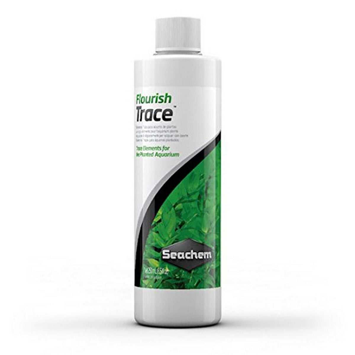 Seachem Flourish Trace Elements bottle pour promotes healthy aquarium plant growth.