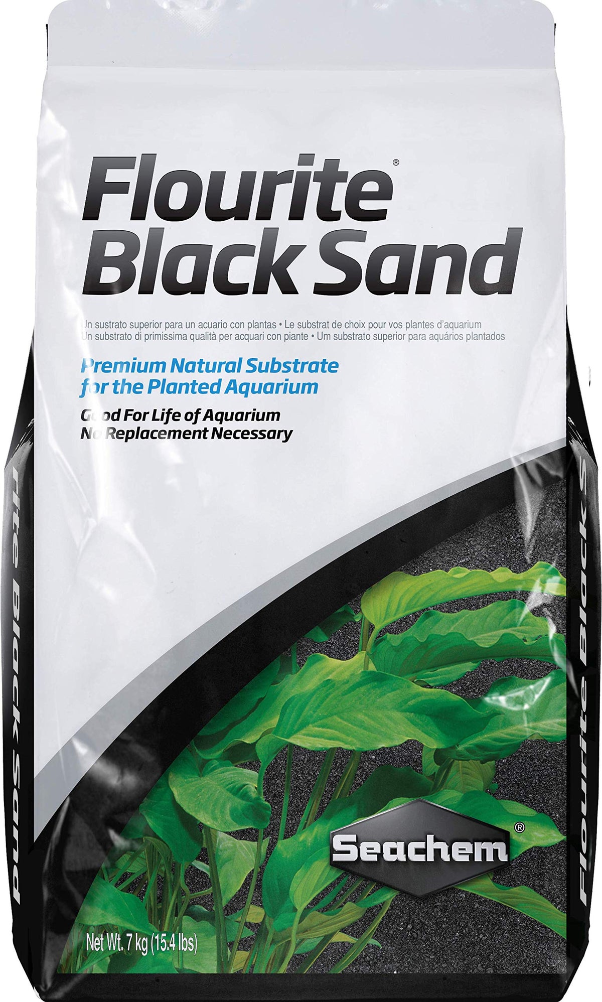 Seachem Flourite Black Sand in a planted aquarium showing a natural, stable substrate for healthy roots.