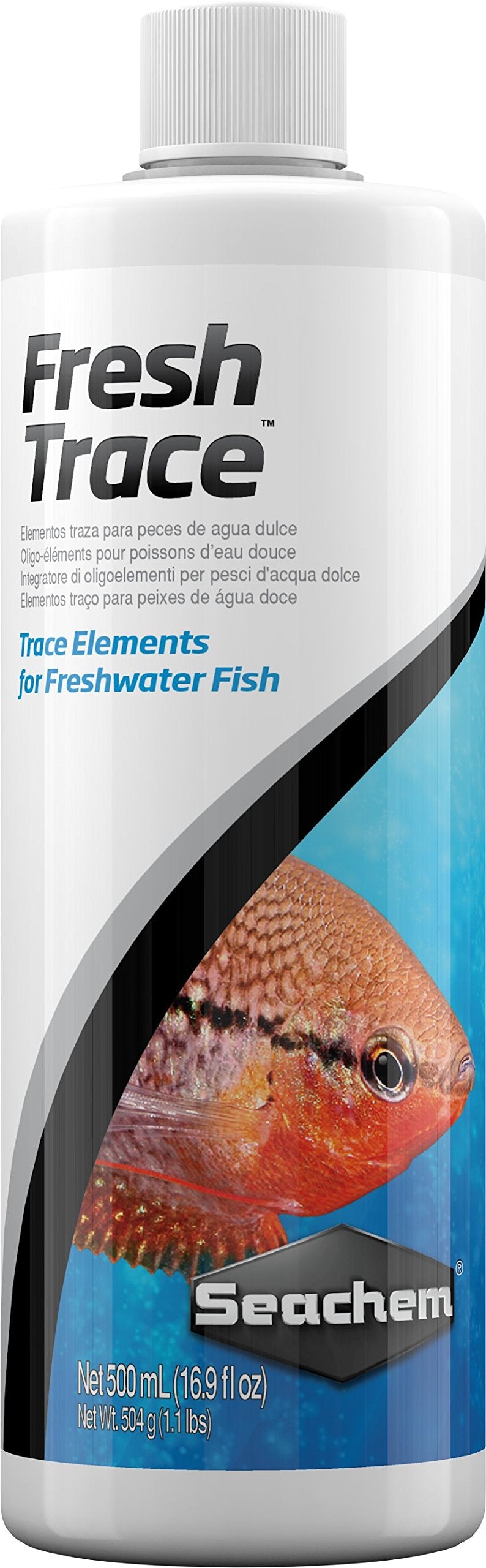 Seachem Fresh Trace bottle pour shows easy dosing to replenish essential trace elements.