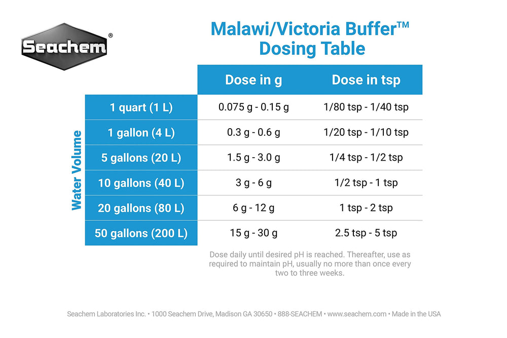Seachem Malawi/Victoria Buffer measuring spoon for precise dosing in tanks.