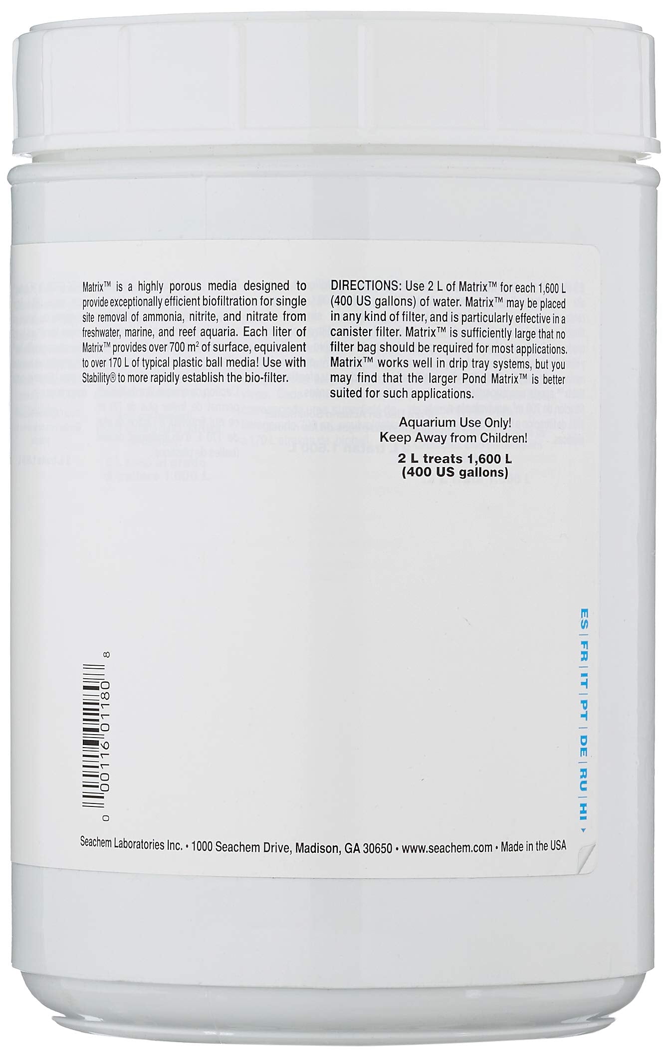Seachem Matrix 10mm beads provide extensive surface area for beneficial bacteria.