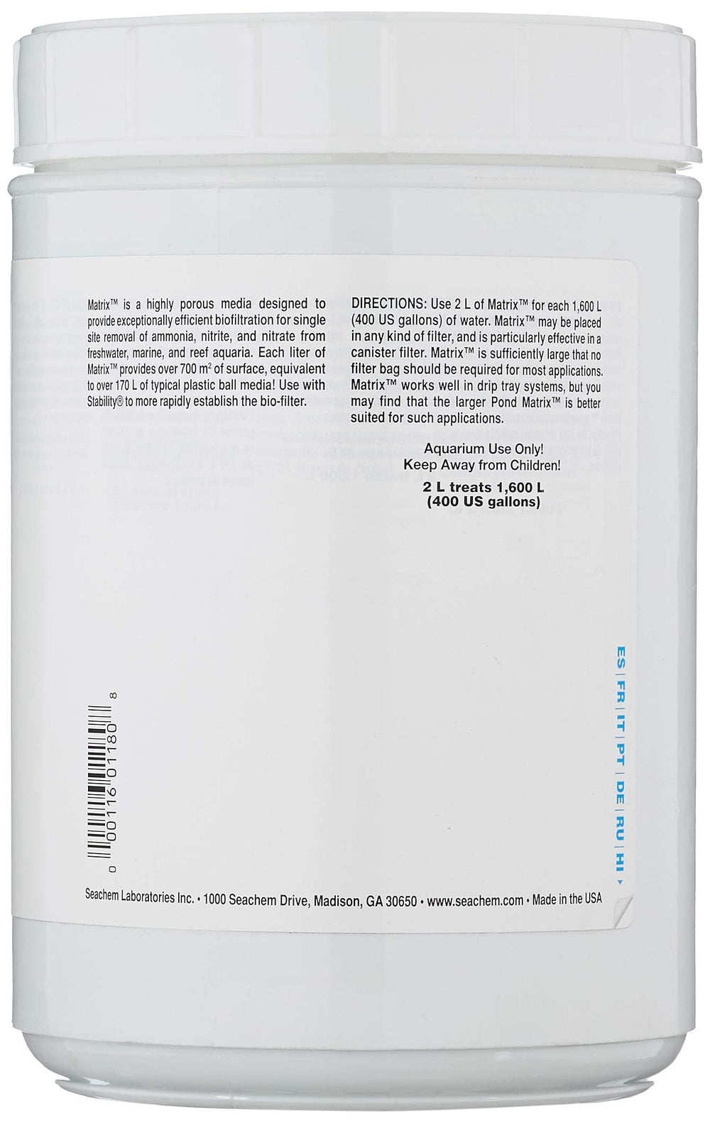 Seachem Matrix 10mm beads provide extensive surface area for beneficial bacteria.