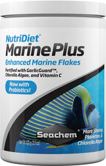Seachem NutriDiet Marine Plus Flakes pour close-up supports easier digestion and nutrient uptake.