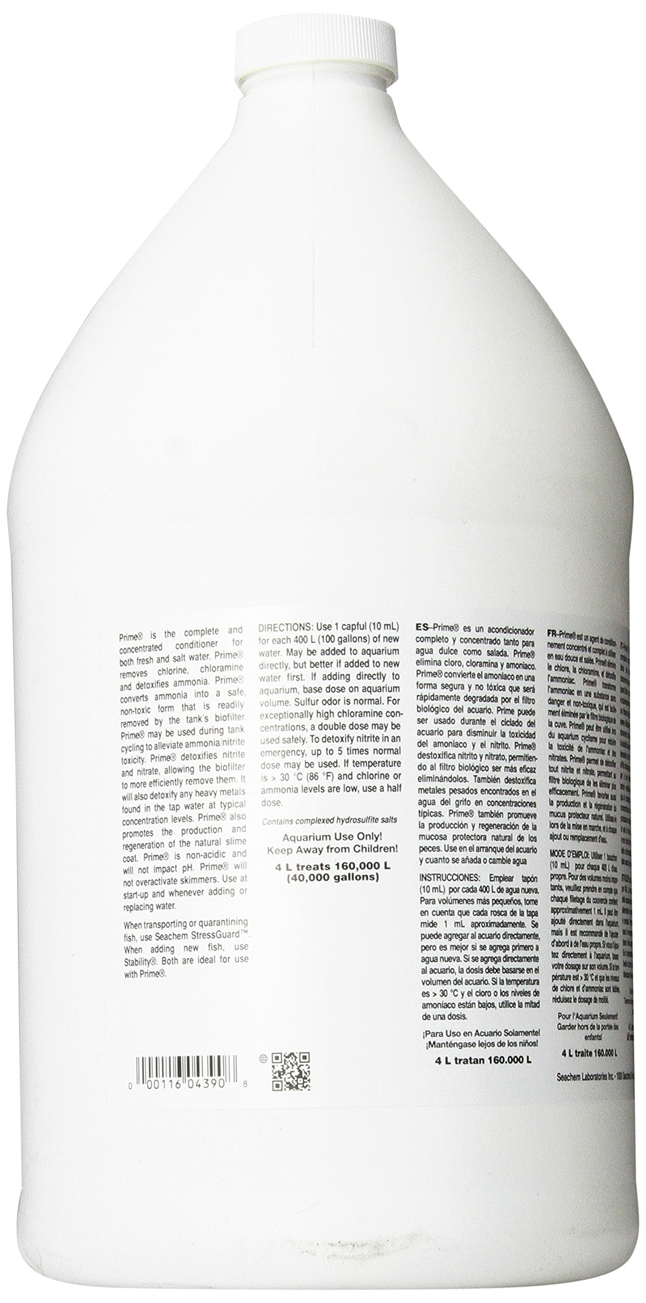 Seachem Prime bottle pour demonstrates quick treatment for chlorine and chloramine removal.