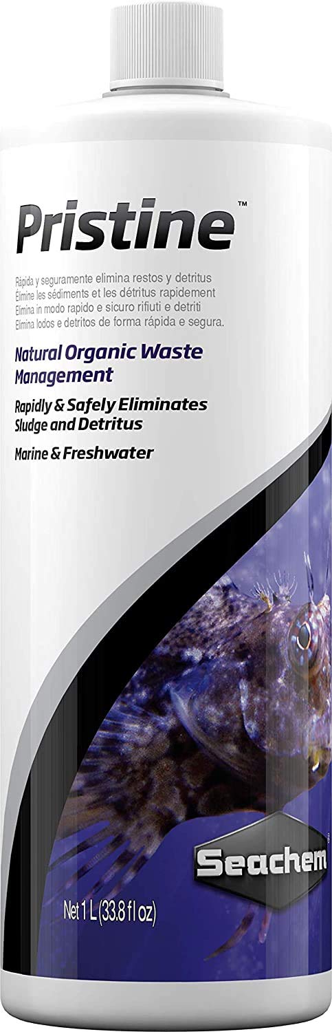 Seachem Pristine 1L bottle close-up for water clarity and easy dosing
