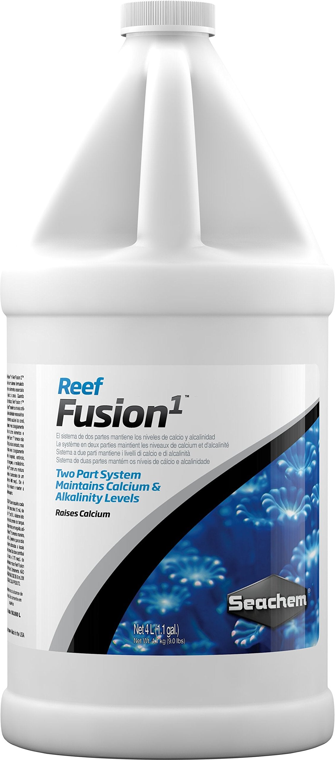 Seachem Reef Fusion 1 bottle pour delivers calcium for healthy corals