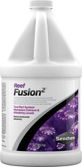 Seachem Reef Fusion 2 bottle pour illustrating dosing for reef maintenance.