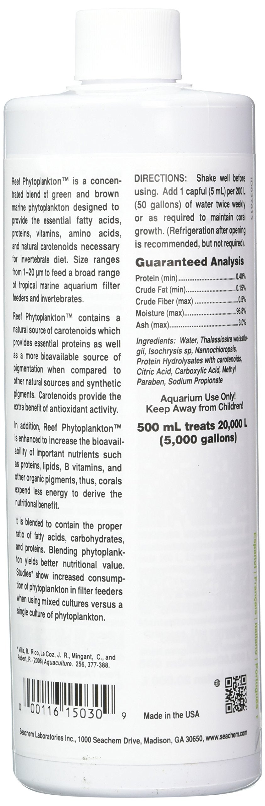 Seachem Reef Phytoplankton bottle pour demonstrates convenient reef dosing.