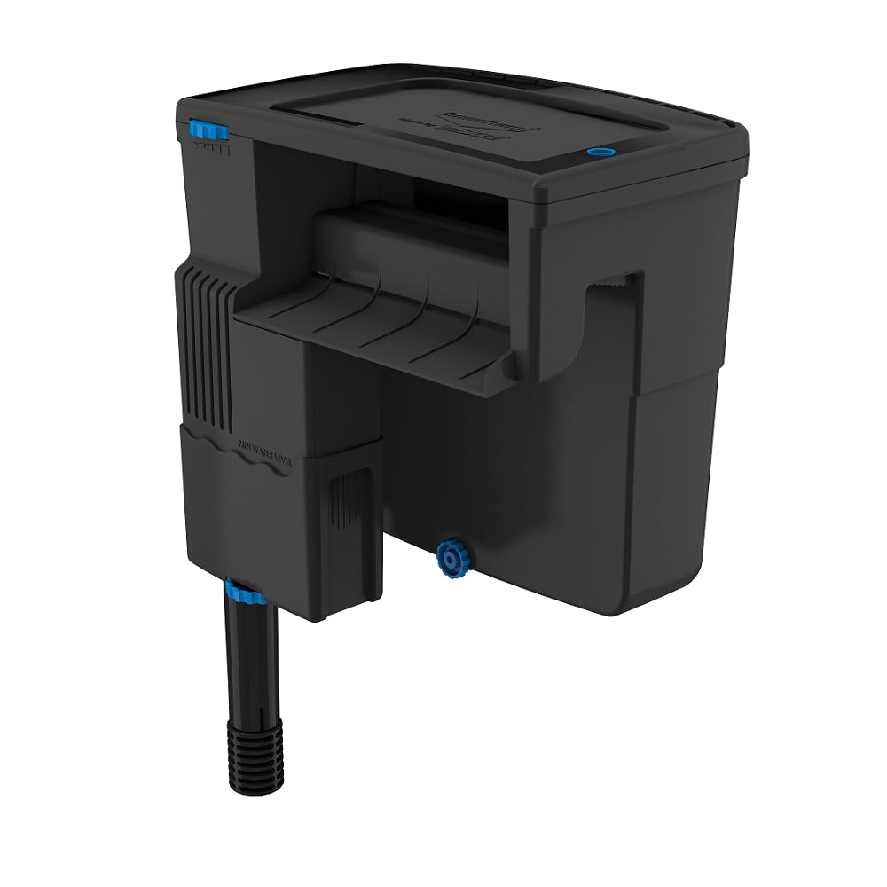 Seachem Tidal 75-gallon filter with surface-skimmer for improved gas exchange.