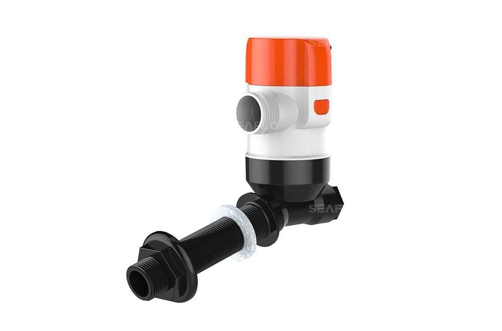 SEAFLO 13E livewell pump with angled tee for versatile boat installations and reliable circulation