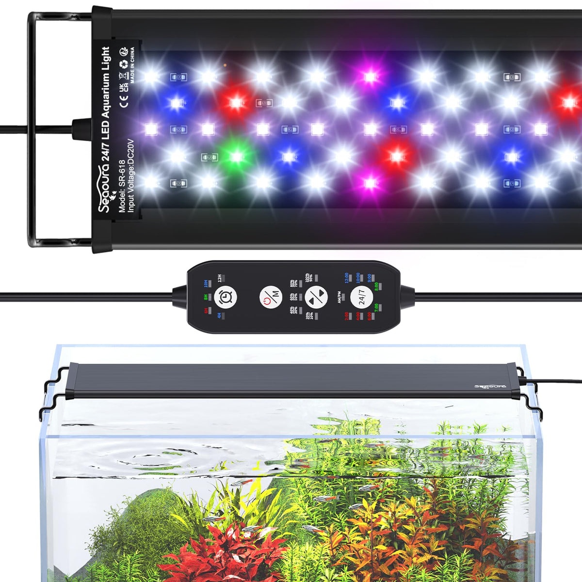 SEAOURA 24/7 cycle LED light sunrise preview for color tuning.