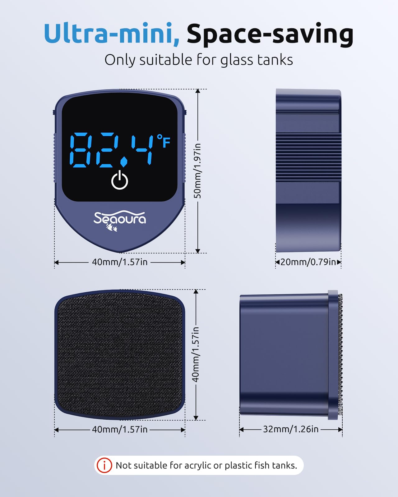 SEAOURA cleaner cleans both inside and outside glass for clear viewing