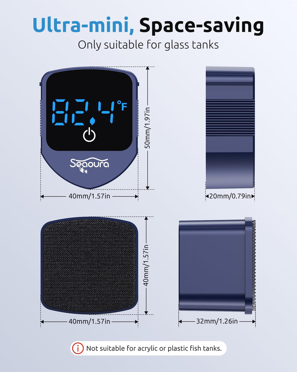 SEAOURA cleaner cleans both inside and outside glass for clear viewing