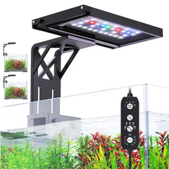 SEAOURA clip-on aquarium light with full spectrum supports vibrant plant growth.