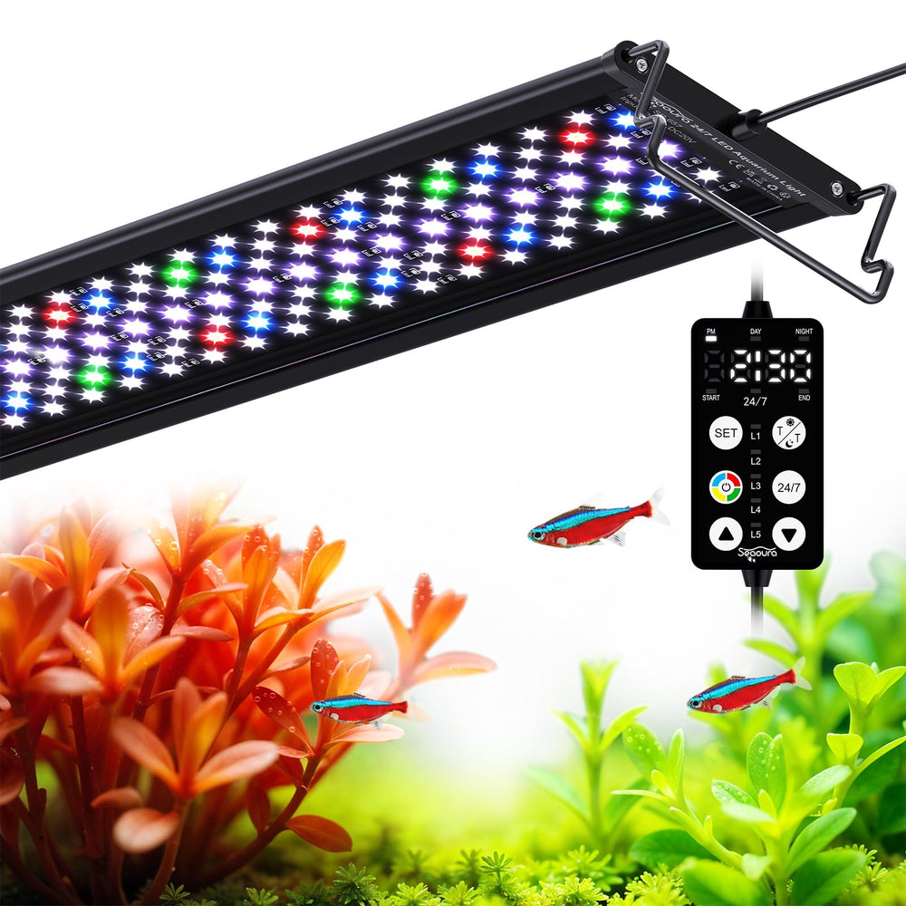 SEAOURA full-spectrum light front view with 7-row LEDs for vivid plant growth.