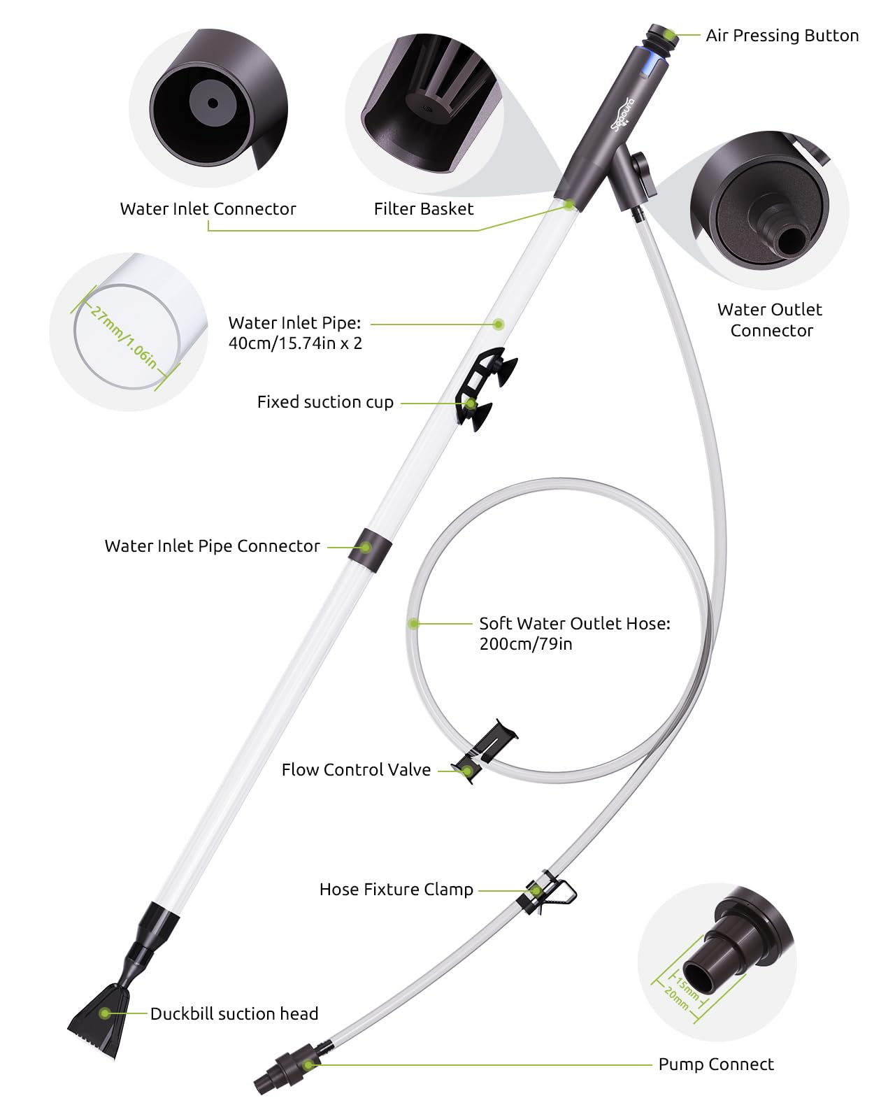 SEAOURA hose with bucket clip to prevent splashing