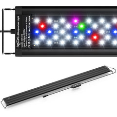 SEAOURA LED aquarium light on a tank showing full-spectrum illumination for vibrant plants.