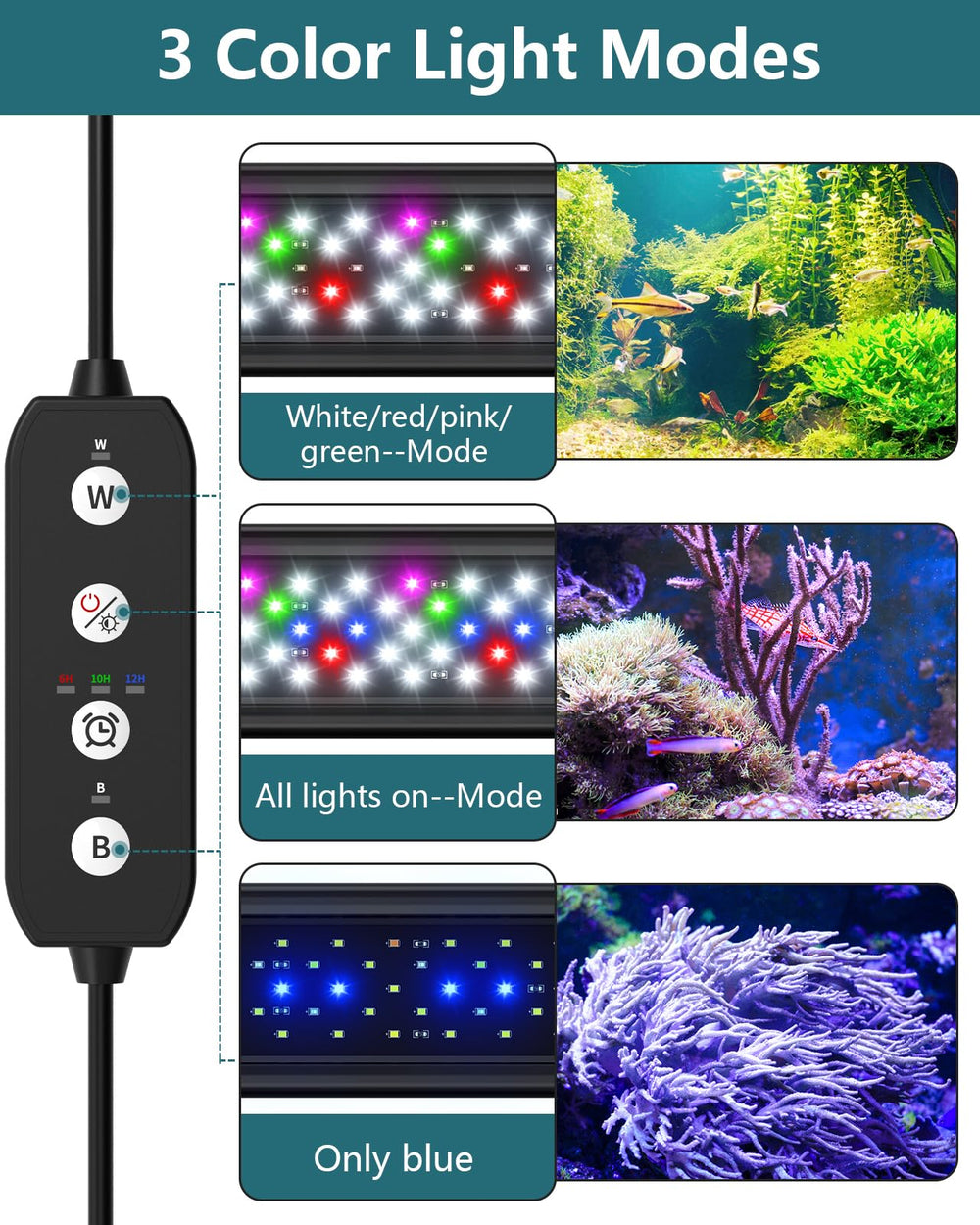 SEAOURA LED aquarium light timer control enables convenient day-night schedules.