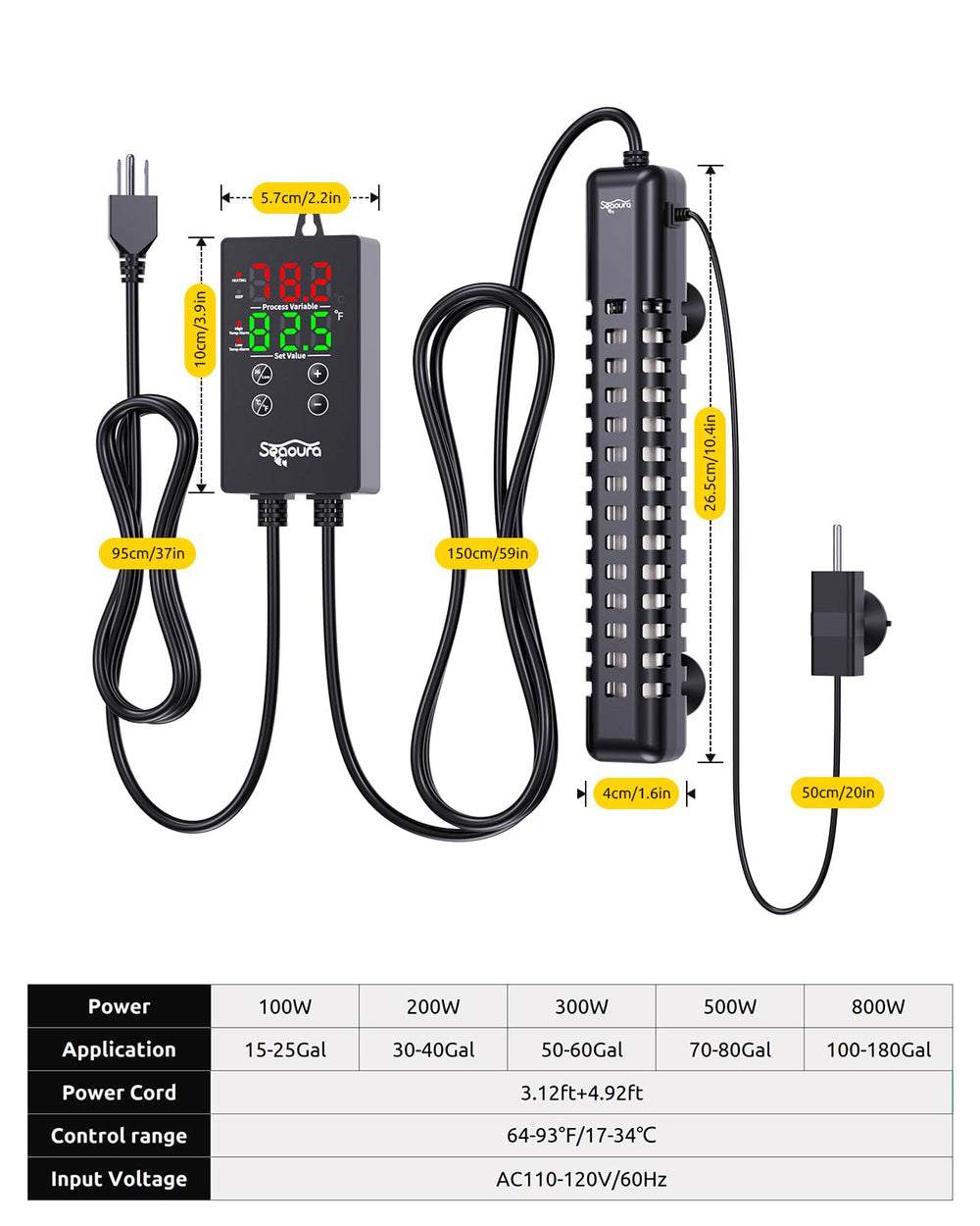 SEAOURA suction cups and probe fixed securely to the tank for accurate readings.