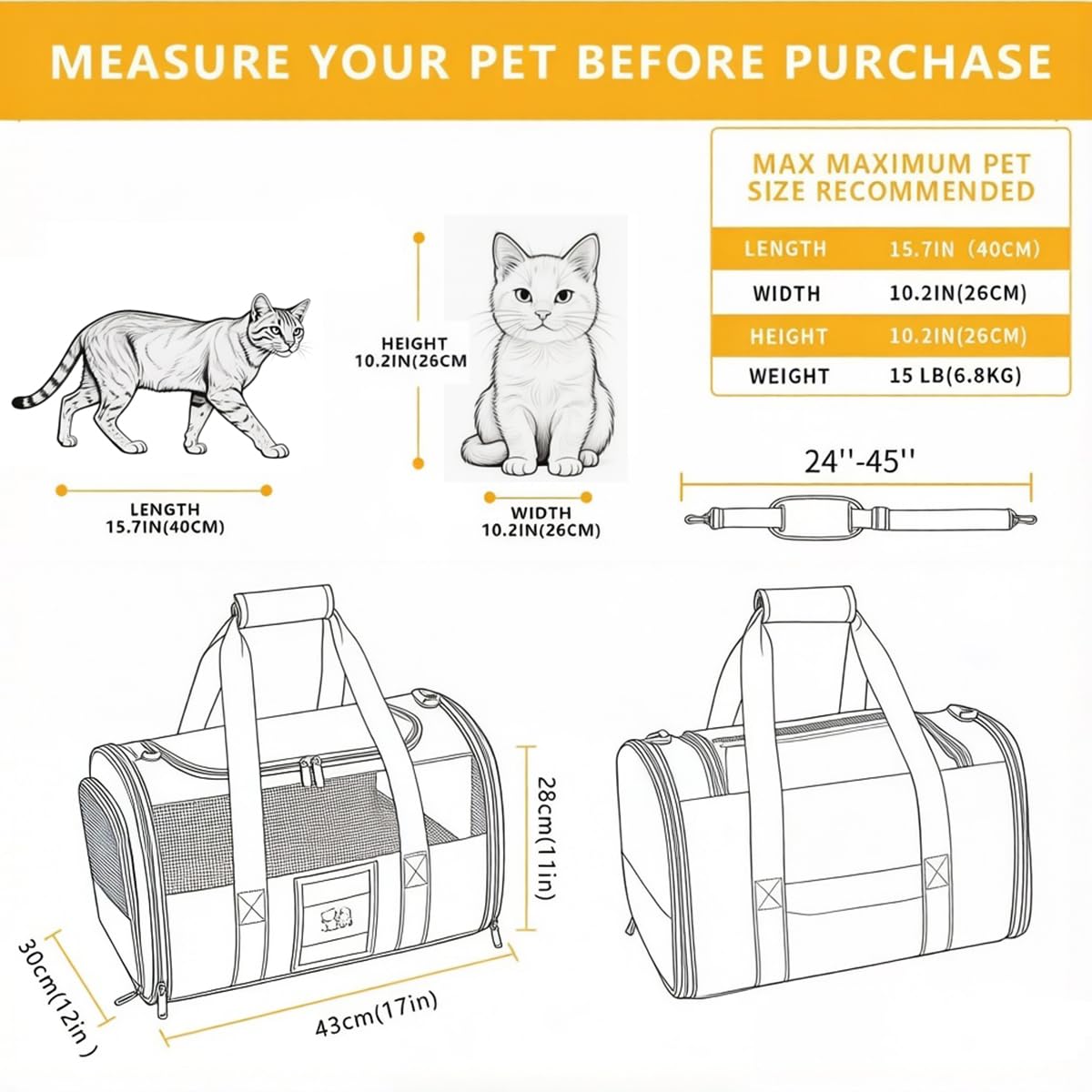 SECLATO Cat Carrier breathable mesh for better airflow during flights.