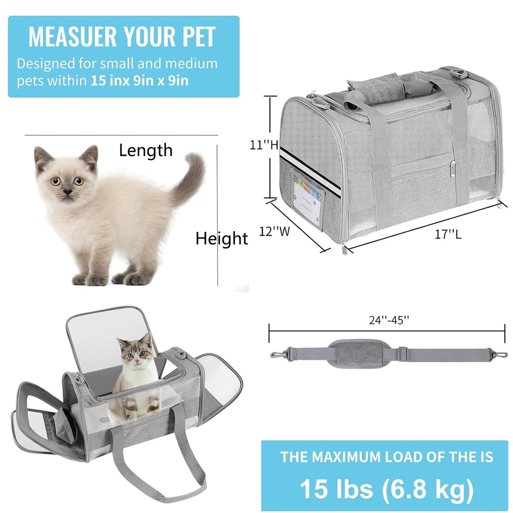 SECLATO cat carrier with foldable bowl for on the go pet meals
