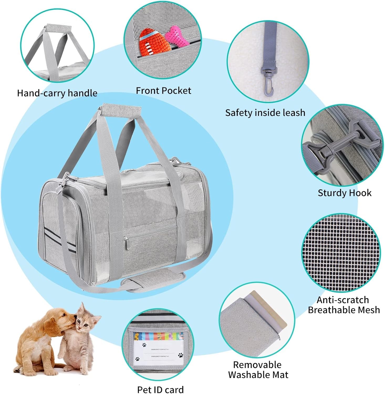 SECLATO cat carrier with retractable shoulder strap for comfortable carrying