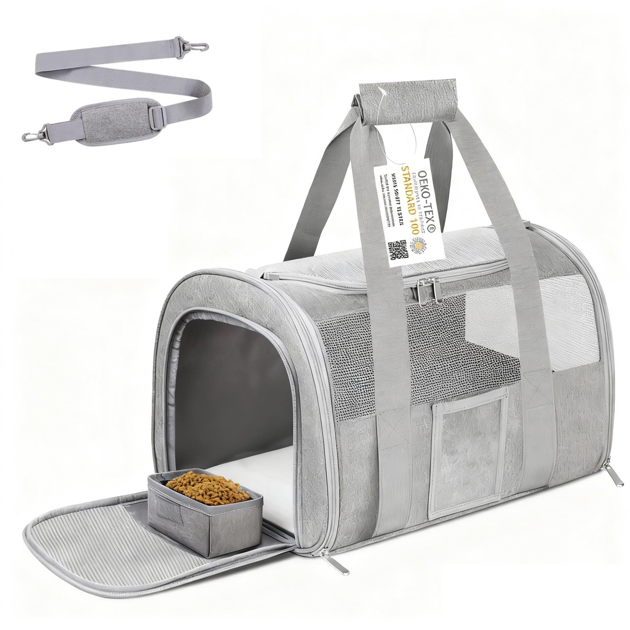 SECLATO Cat Carrier under-seat fit for easy airline travel and comfort.