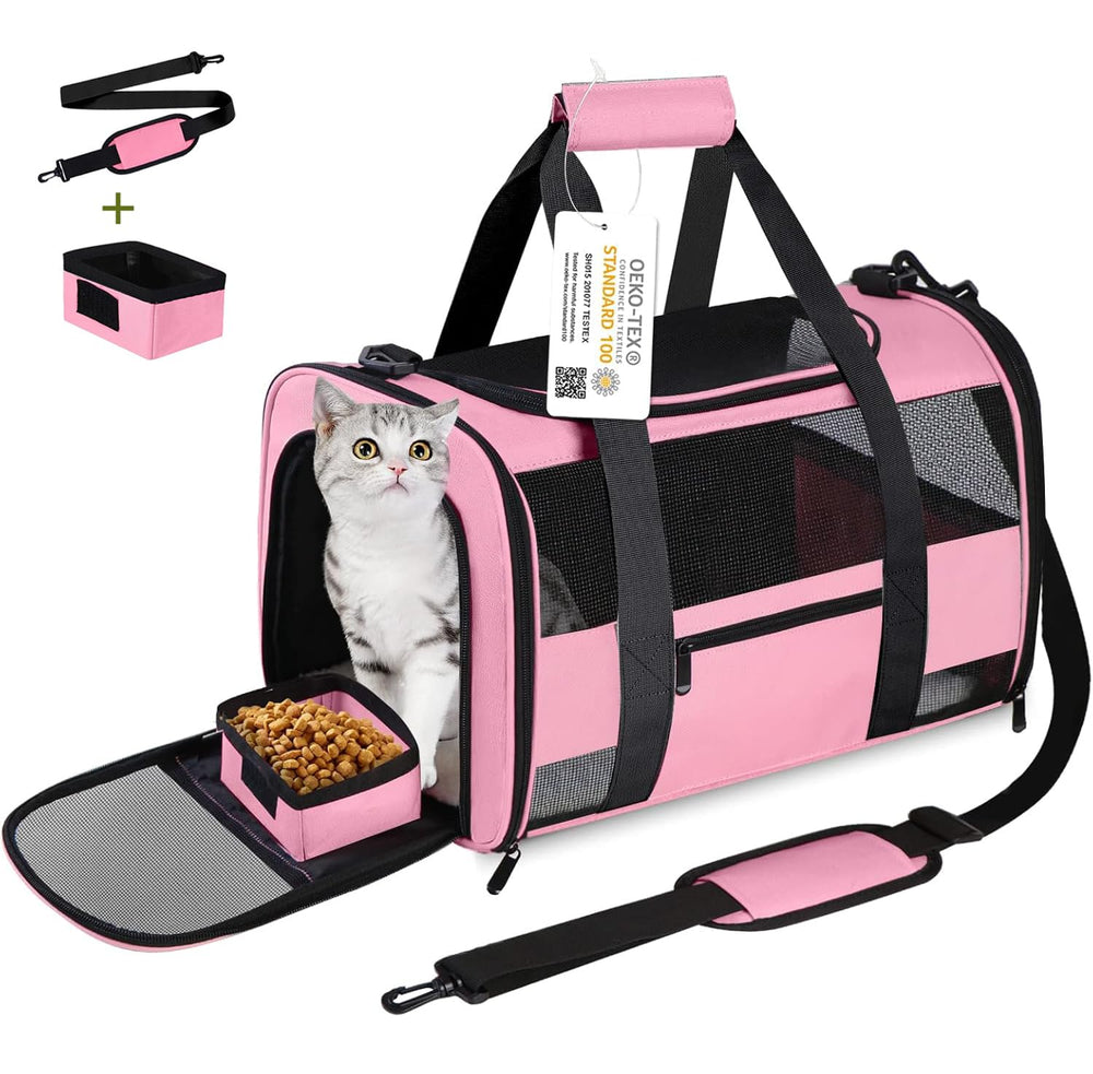 SECLATO cat carrier under-seat pink for easy airline travel