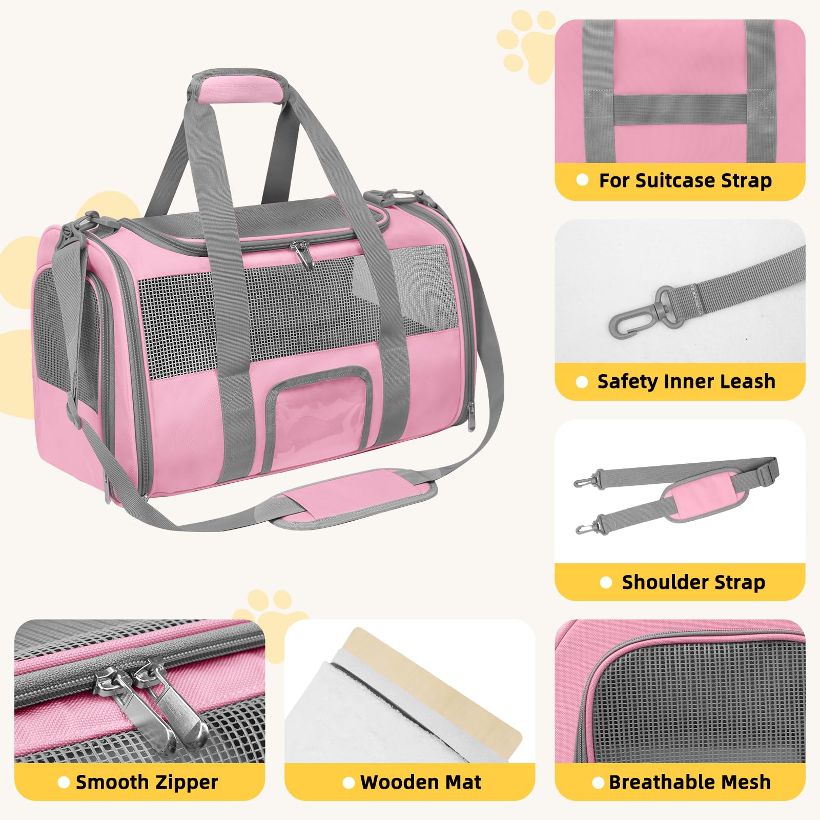SECLATO soft side cat carrier breathable mesh panels for airflow