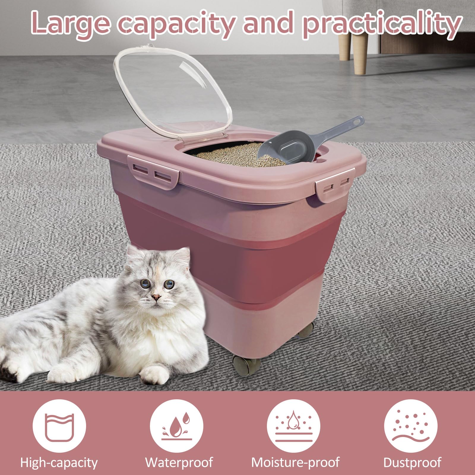 SECOAT airtight lid ensures litter stays dry and contained.