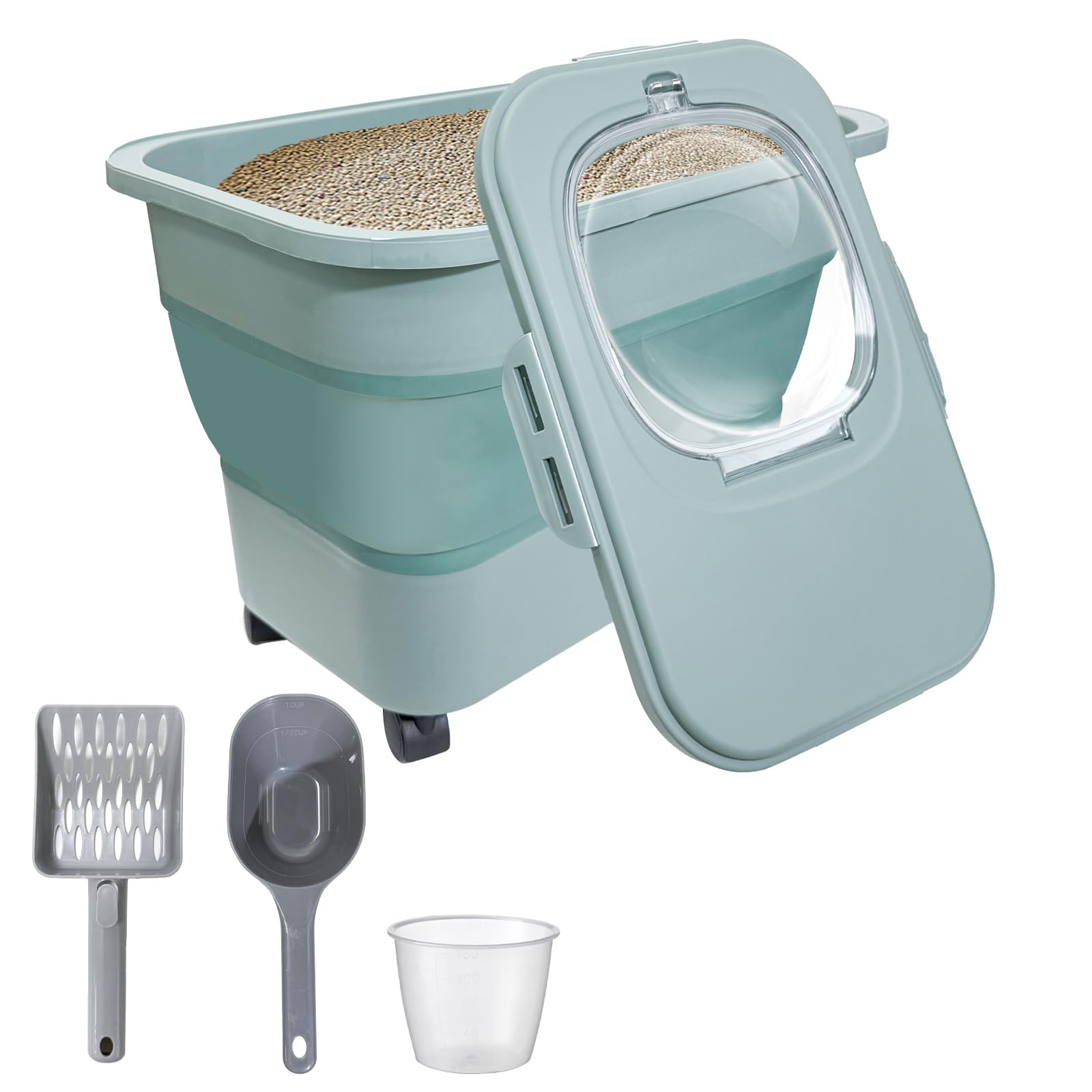 SECOAT collapsible litter container with wheels for easy transport