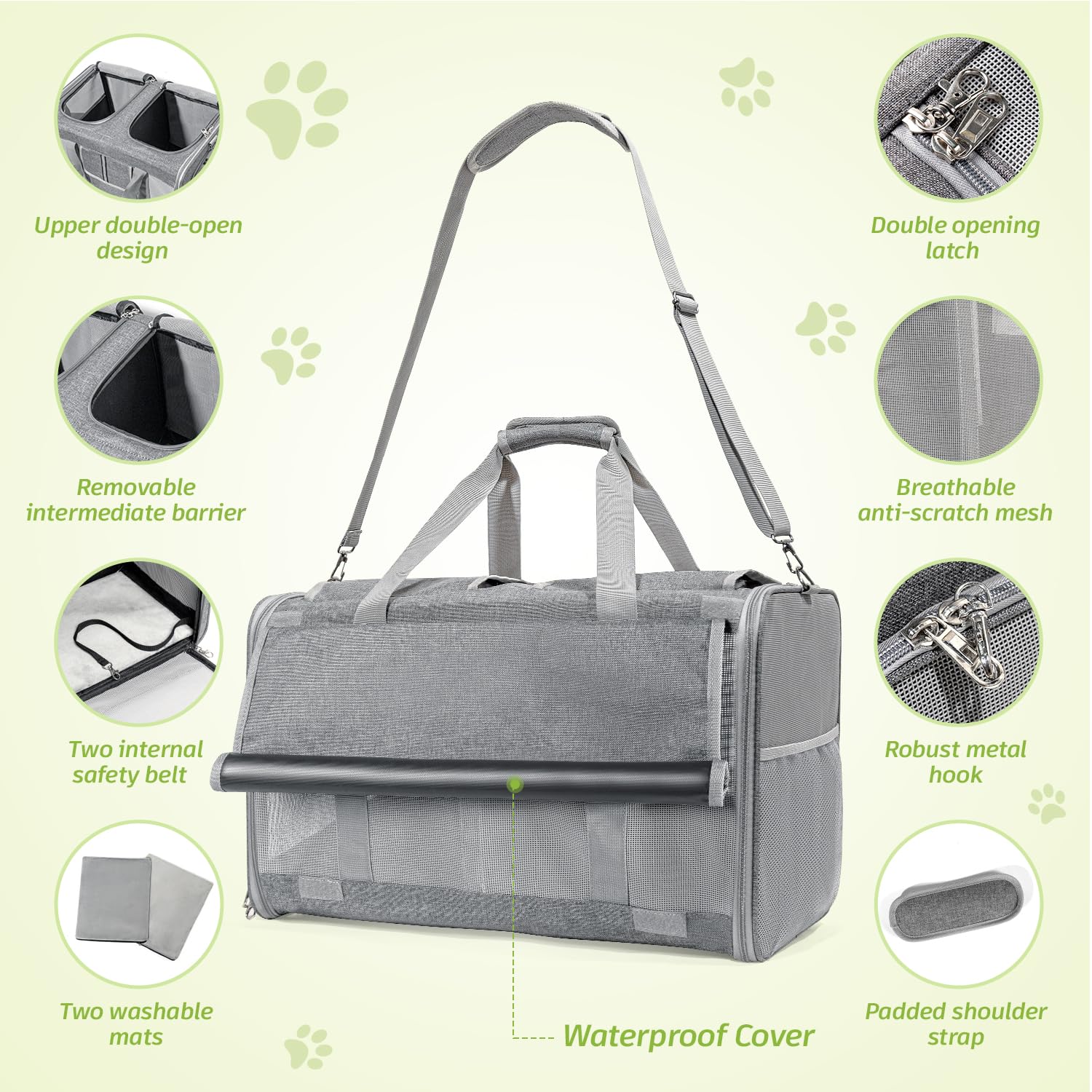 Sedioso extra large carrier upper openings for each cat to peek outside