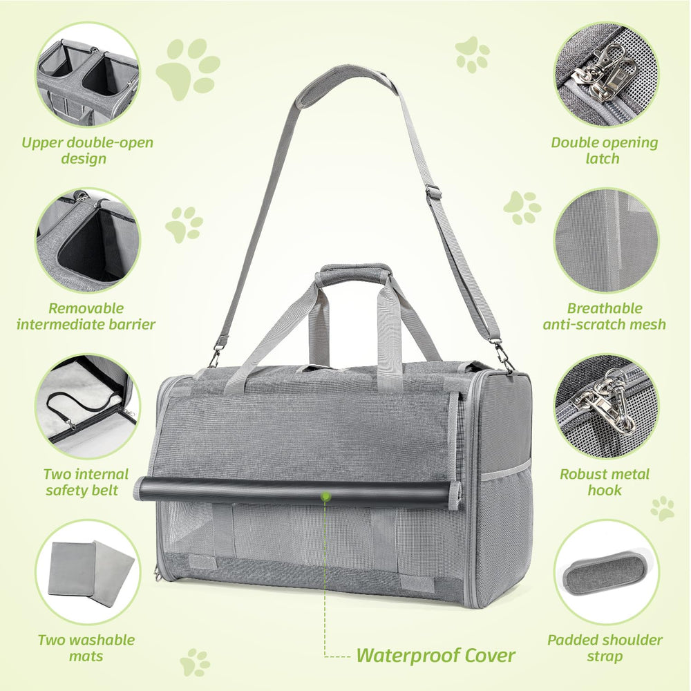 Sedioso extra large carrier upper openings for each cat to peek outside