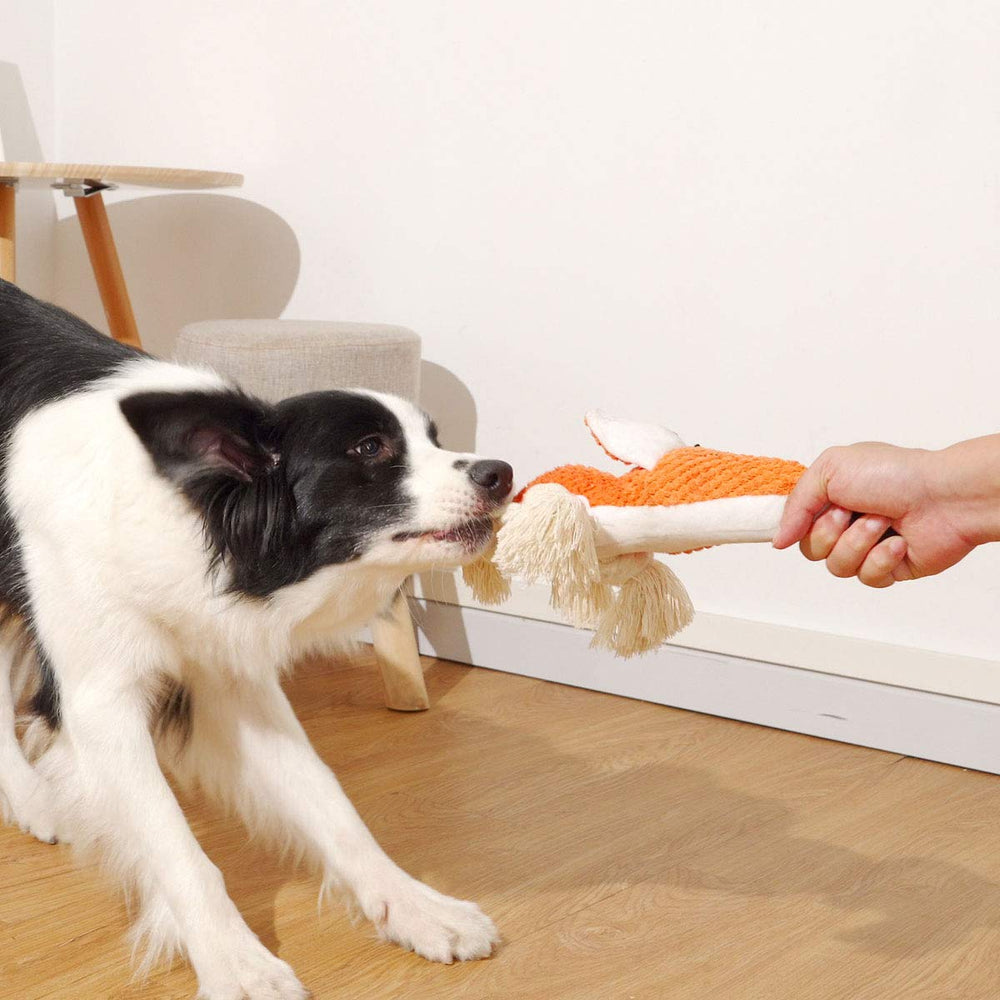 Sedioso orange fox bite-friendly chew toy highlighting durability for puppies