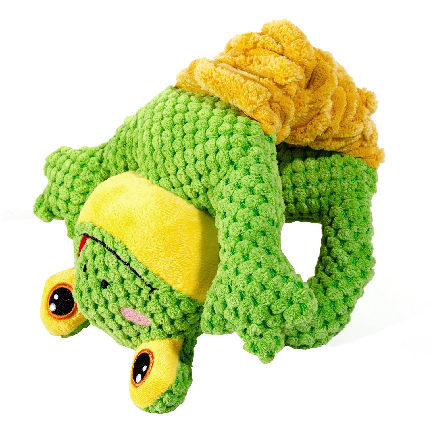 Sedioso plush dog toy with crinkle paper belly to entice chewers.