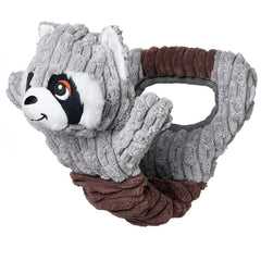 Sedioso raccoon dog toy with squeaker engaging dogs during tug sessions
