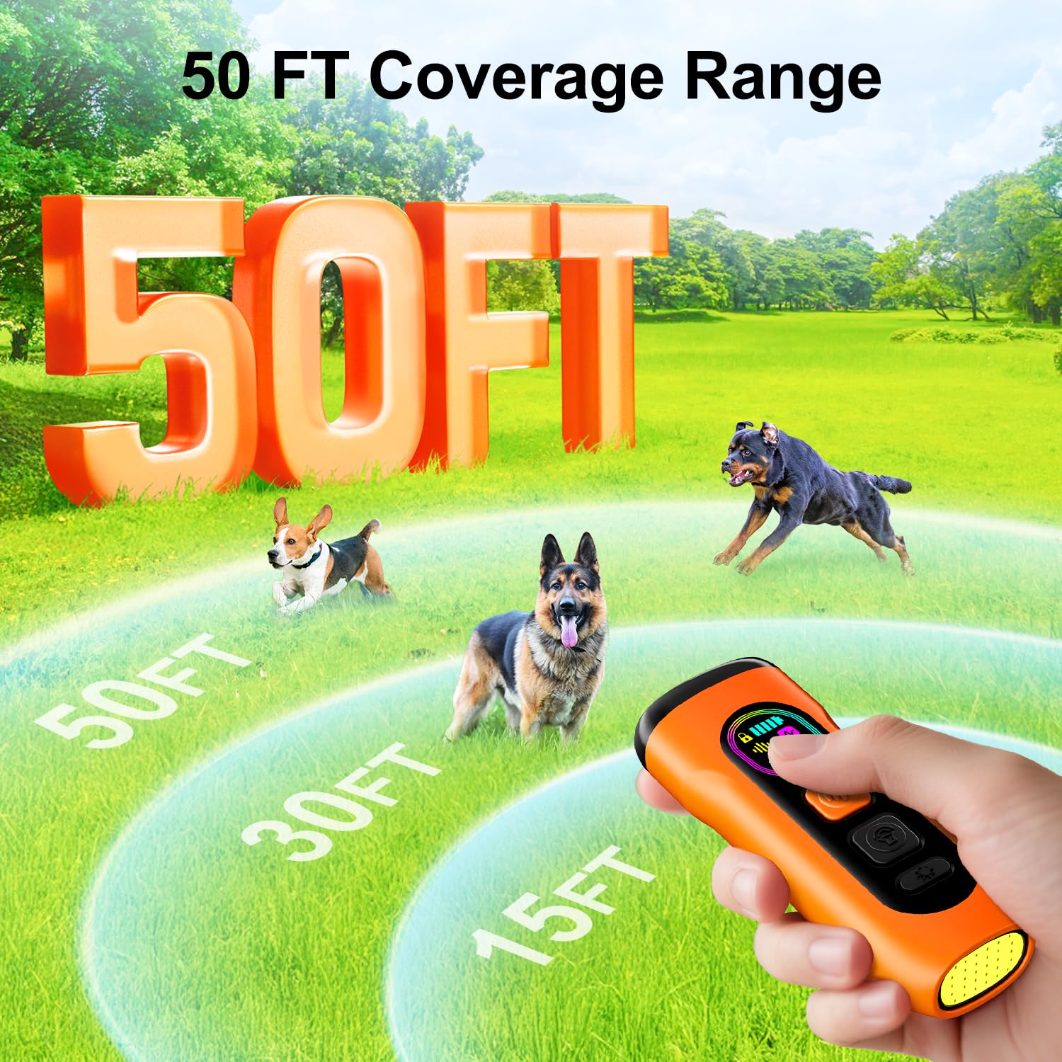 SEDULAN bark deterrent in yard shows versatile indoor outdoor training.