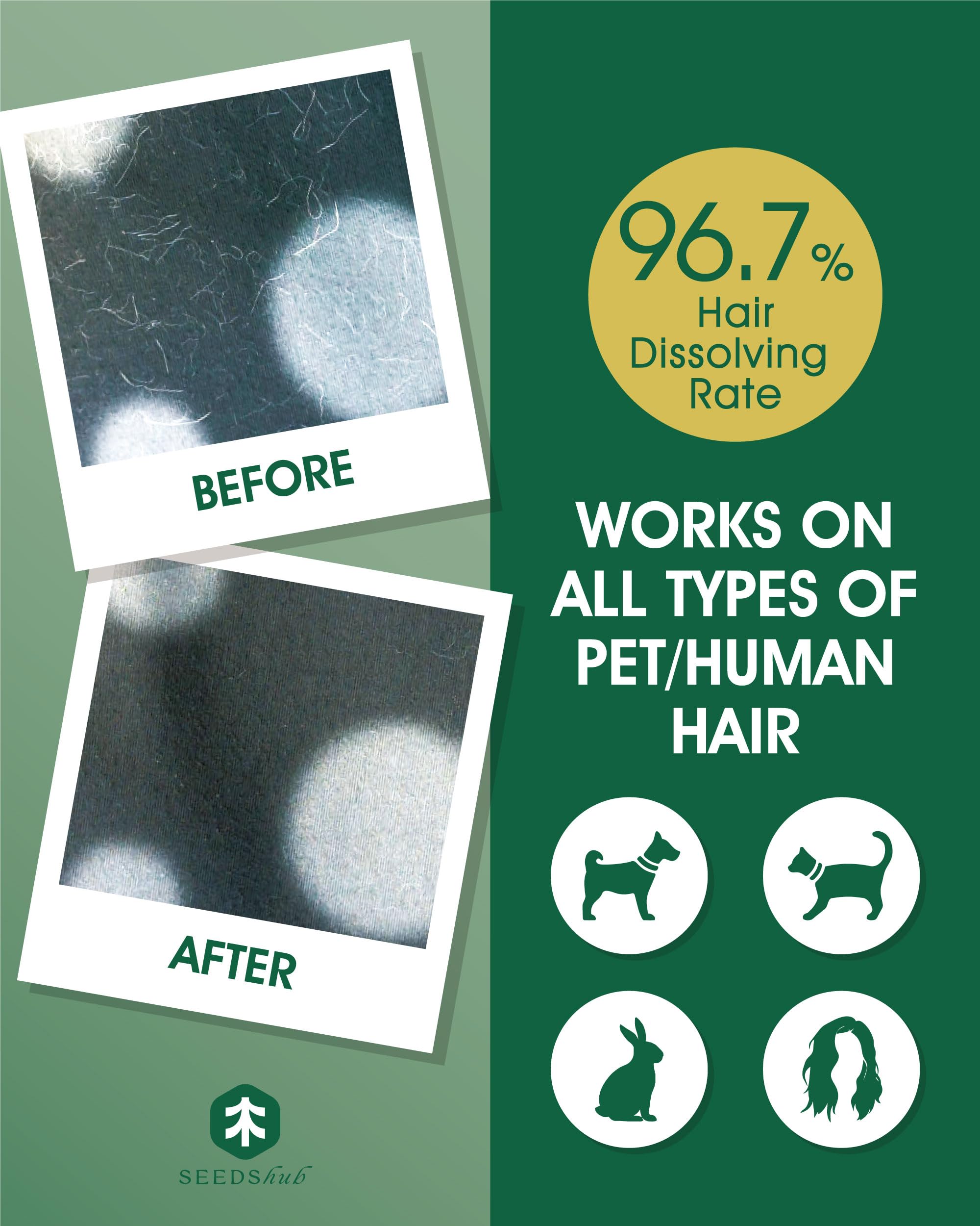 Seedshub is compatible with HE and front-load washers for pet hair care.