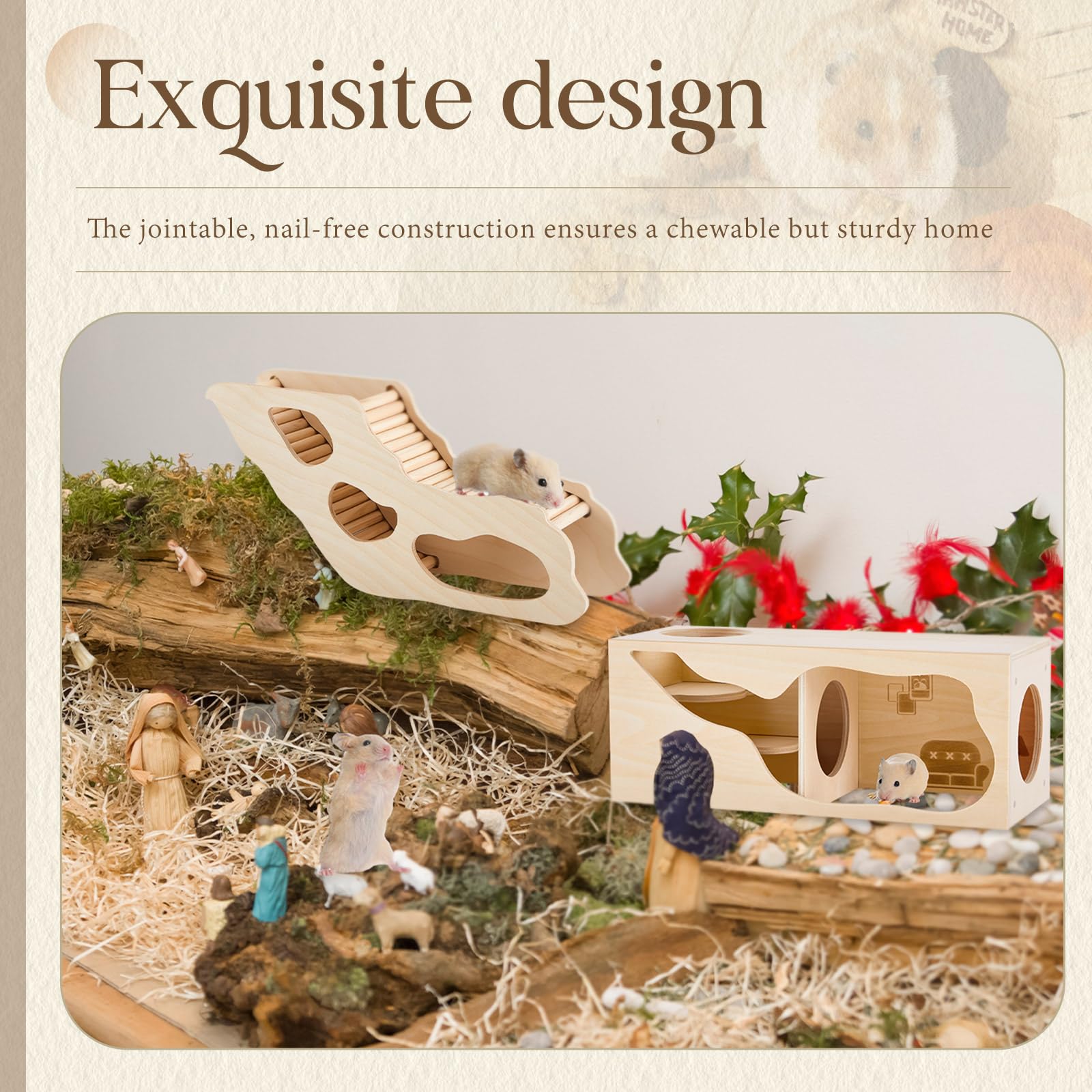 Seenelling basswood hamster toy: durable, chew-friendly construction for enrichment.