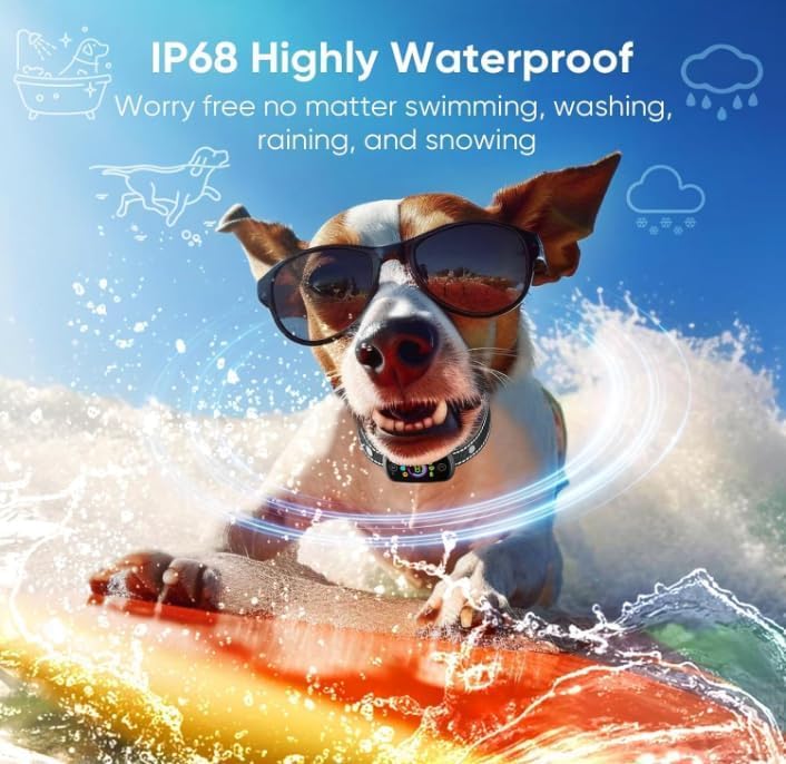 Seepark bark collar IP67 waterproof design handles rain and swim