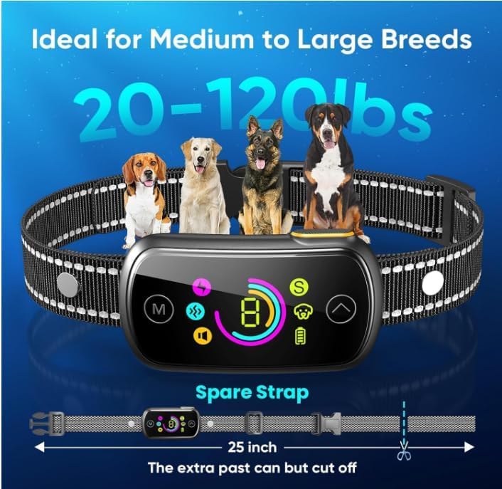 Seepark bark collar fits dogs from 20 to 150 pounds