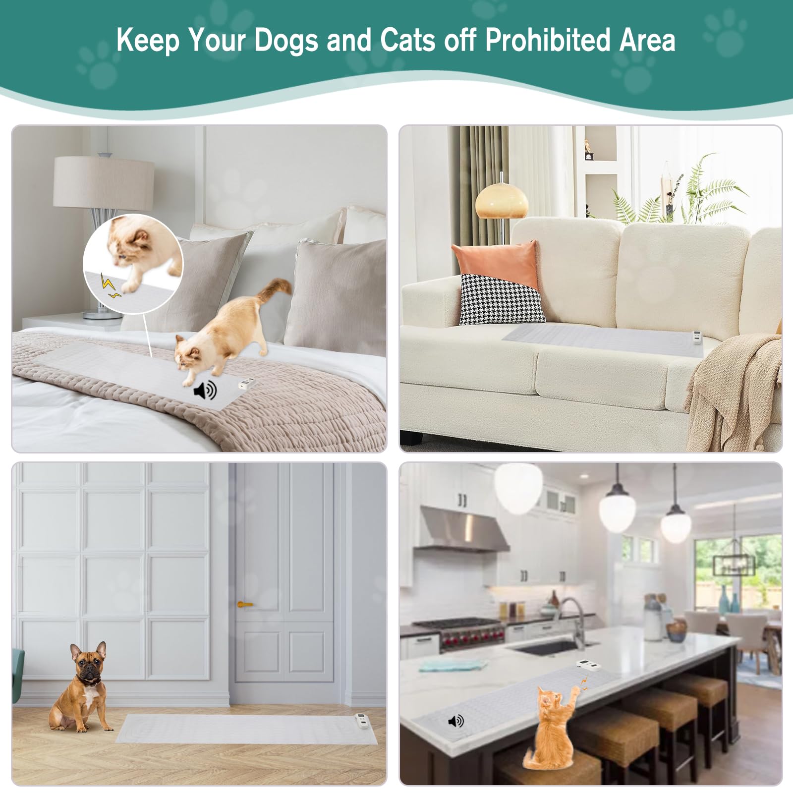 SEERWAY 30x16 inch mat keeps pets away from countertops during kitchen times.
