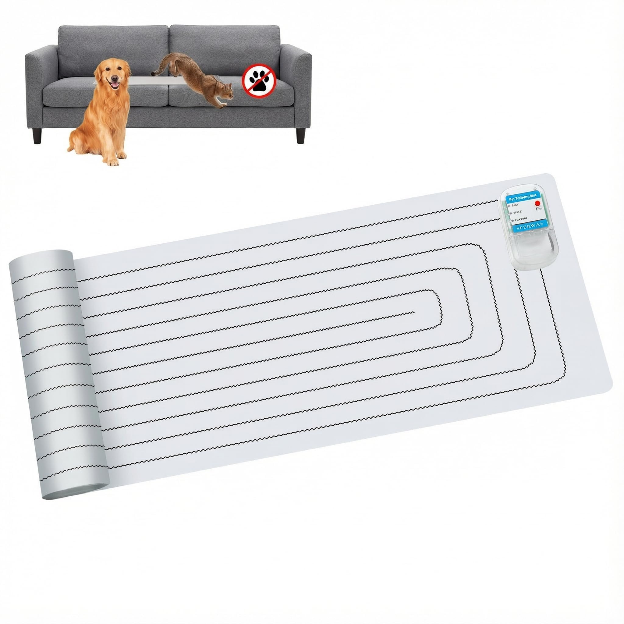 SEERWAY Pet Shock Mat 60x12 front view protects furniture and training area.