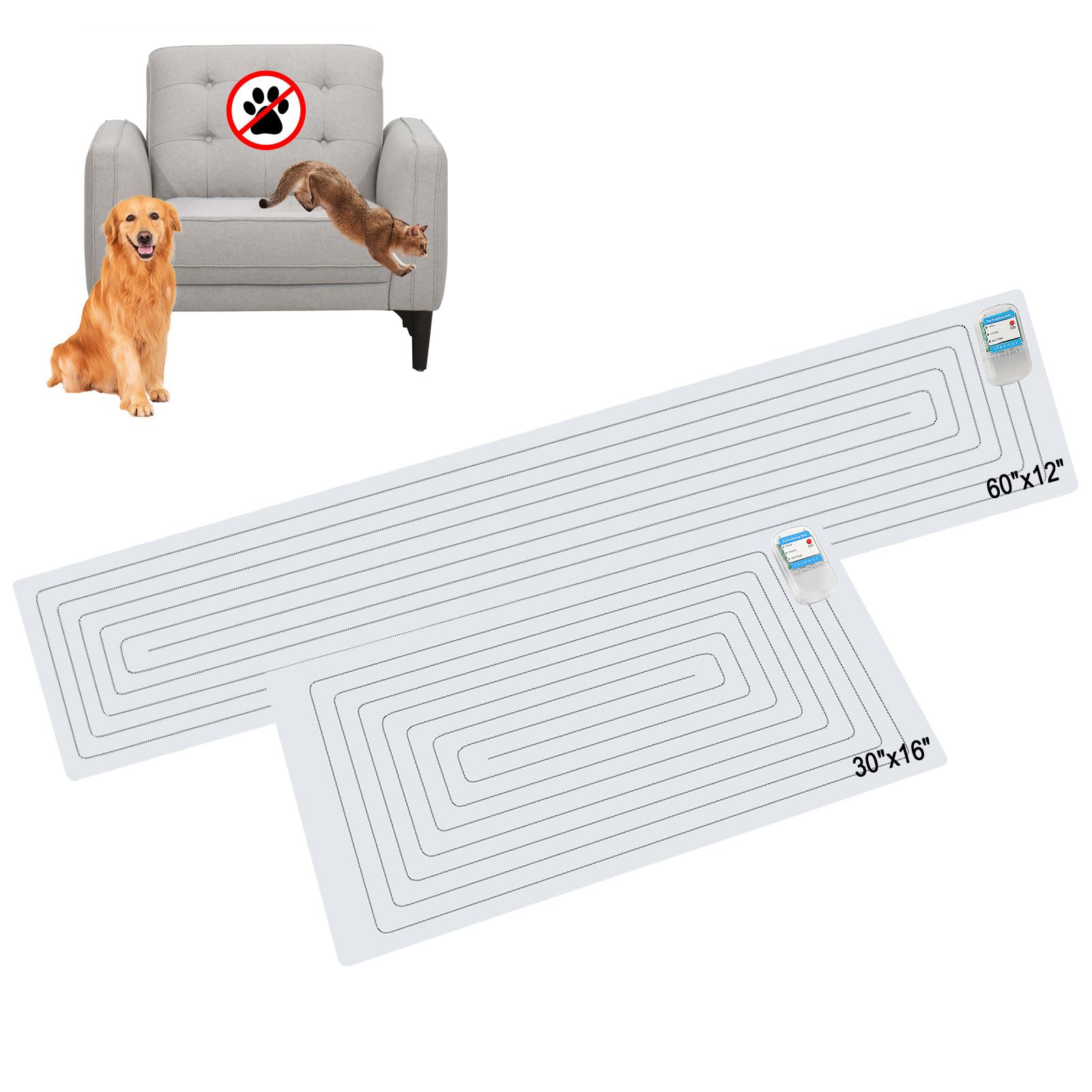 SEERWAY Scat Mat 60x12 in indoor training area deters pets from furniture.