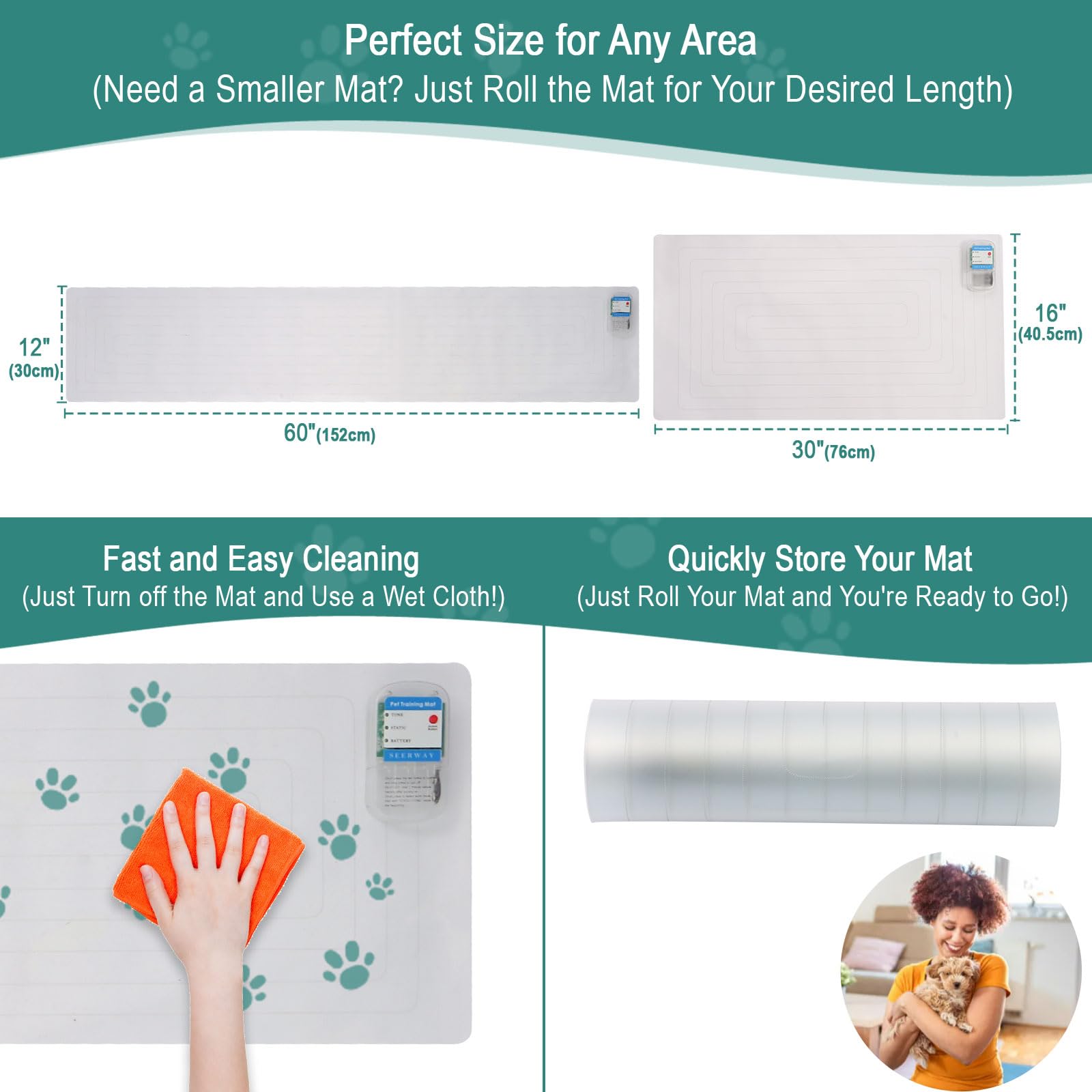SEERWAY Scat Mat easy to clean with damp cloth after sessions.