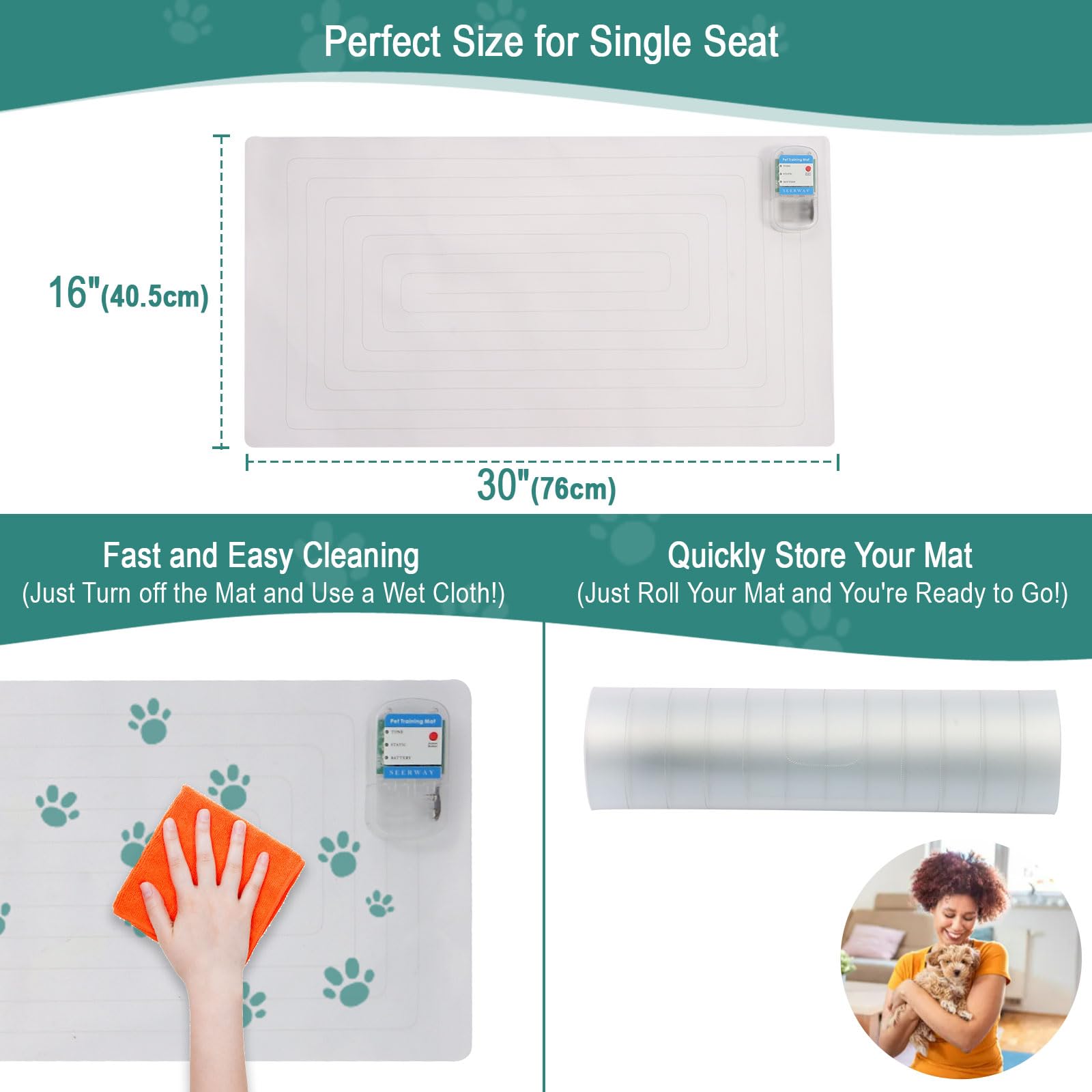 SEERWAY Scat Mat rolled for storage and portability