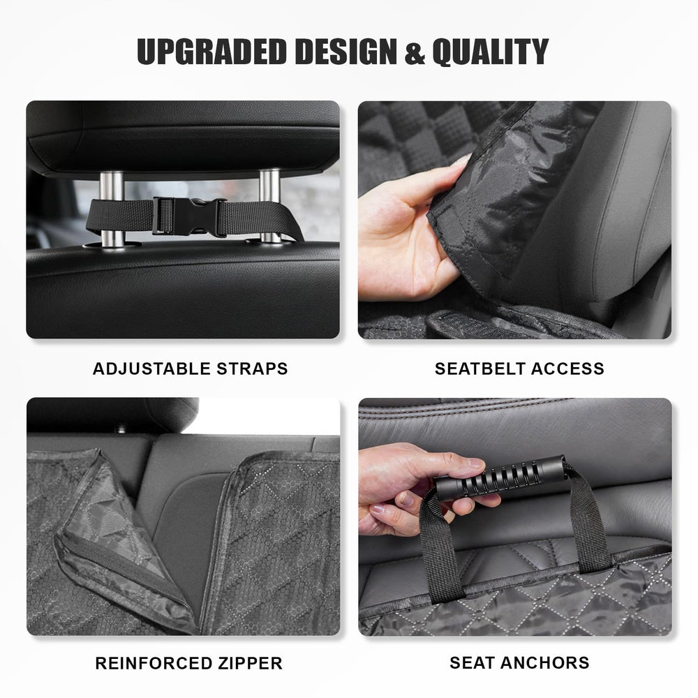Seeseven dog seat cover easy installation straps allow quick setup.
