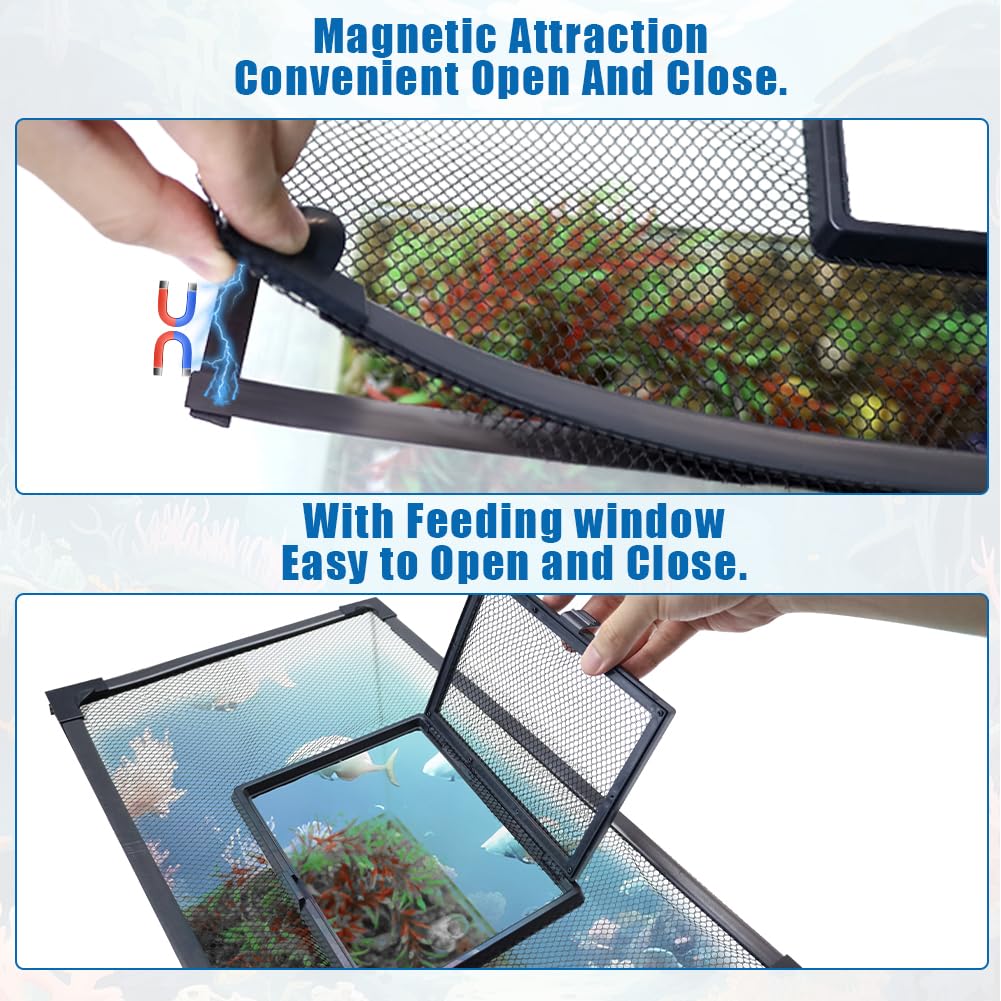SEILETOO fish tank lid anti-jump net prevents escapes safely